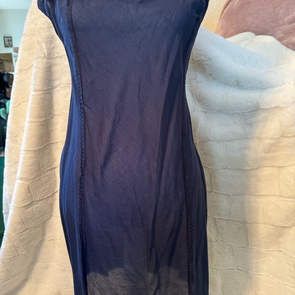 Free People 2 piece Sundress Silk Slip. Crochet top and back. Size 8. Blue Lace - Picture 4 of 14